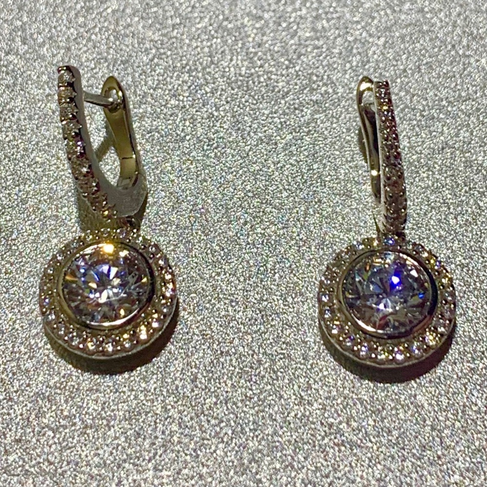 CZ Round Drop Earrings